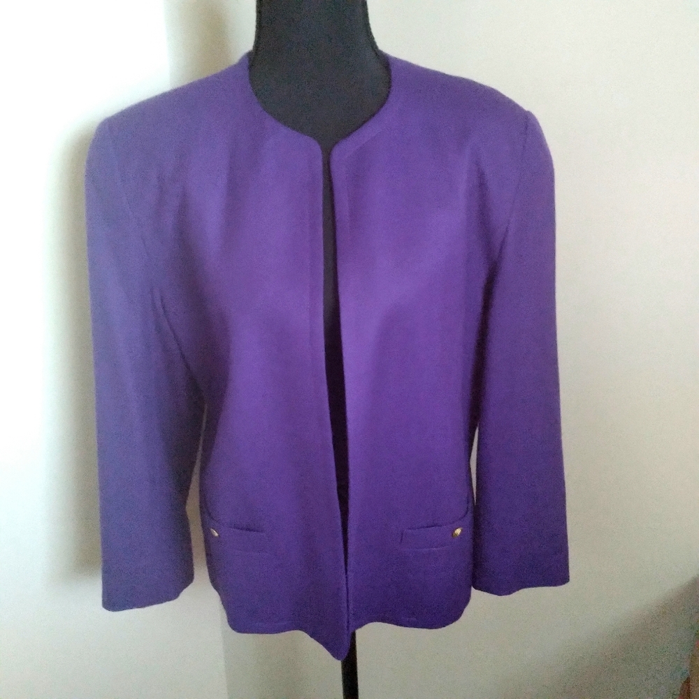 Talbots Women's 100% Wool  Purple Suit Jacket Blazer‎ *Tiny Flaw*